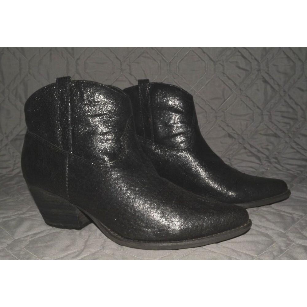 Reba Brazen Black Ankle Booties Womens Size 10 Western Cowboy Worn Once